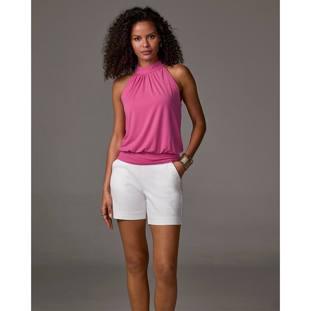 Boston Proper Twill Pull-On Five Inch Shorts in Pure White Size 8 preppy beachy